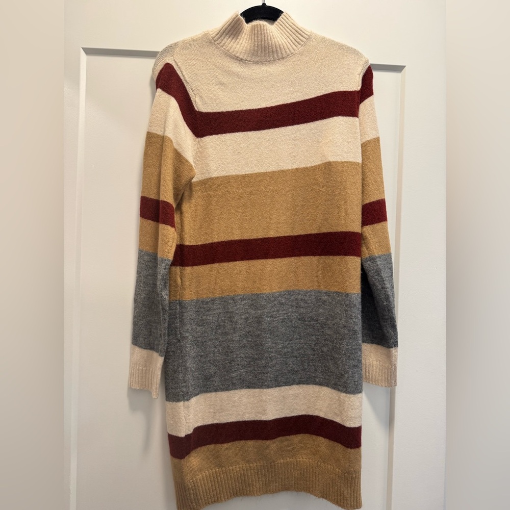 Studio Women's Cowl Neck Striped Sweater - Cream, Red, Tan, Gray
